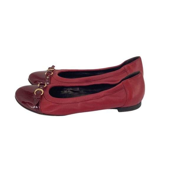 AGL Attilio Giusti Leombruni Monika Cap Toe Red Leather Ballet Flats Sz 9.5 - Picture 3 of 7